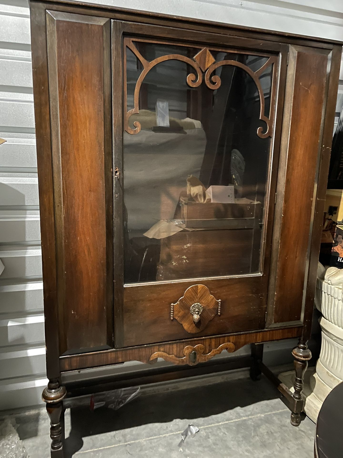 Antique Jacobean Wooden China Cabinet