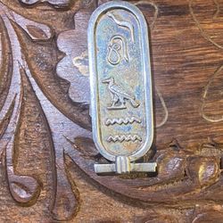 Vintage naturally toned on front Egyptian sterling silver pendant