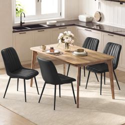 NEW Dining Chairs Set of 4, Upholstered Kitchen Chairs, Dove Gray & Ink Black