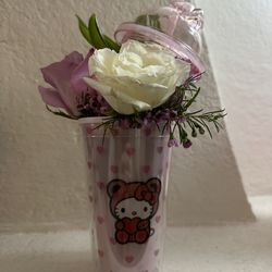 Valentines Day Hello Kitty Tumbler with Flowers 