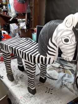 Wooden zebra 20 in tall by 20 in long