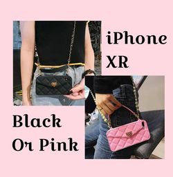 Fashion Crossbody Wallet Case Cover for iPhone XR:Black or Pink