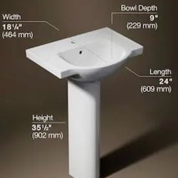 Kohler used 24 wide 18 deep pedestal sink
