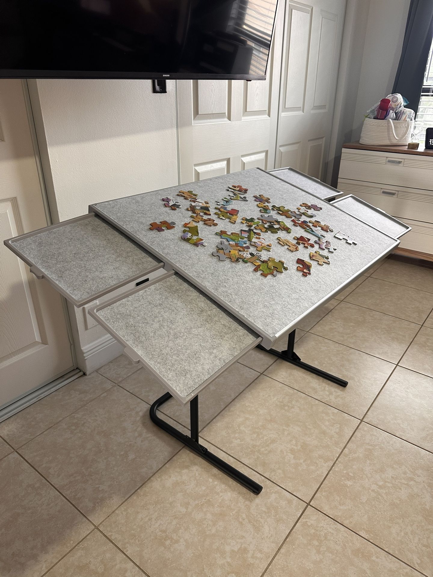 Puzzle Table 1500pcs,Adjustable Height and 90°up Angles Puzzle Board for Saving Storage Space,Aluminum Jigsaw Puzzle Tables for Adults with Drawers