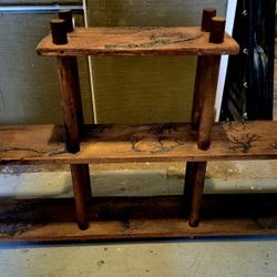 Handcrafted Hardwood Lichtenberg Fractal Burnt Wall Shelf