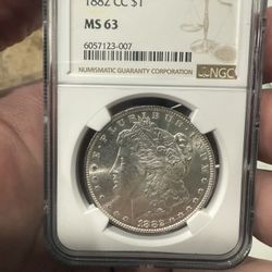 1882 CC Morgan Silver Dollar MS63