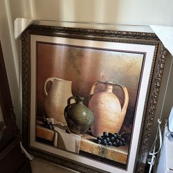 30W"x33H" EARTHENWARE WITH GRAPES by LORAN SPECK - VASES POTS POTTERY CANVAS