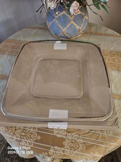 Set of 9 Glass Plates with Platinum Rim
