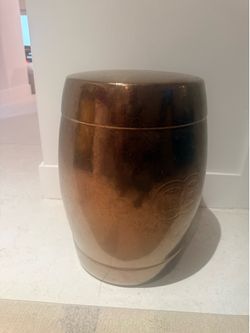 Pair of Copper Bronze Ceramic Garden Stools | Accent Tables | Modern Home Decor