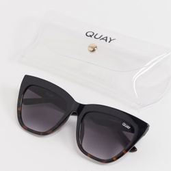 QUAY AUSTRALIA FOR KEEPS BLACK TORTOISE LARGE CAT EYE SUNGLASSES