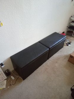 Ottoman Black Leather Boxes 