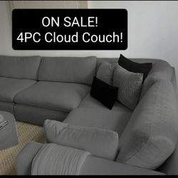 Gray Cloud Modular Sectional Couch Sofa 