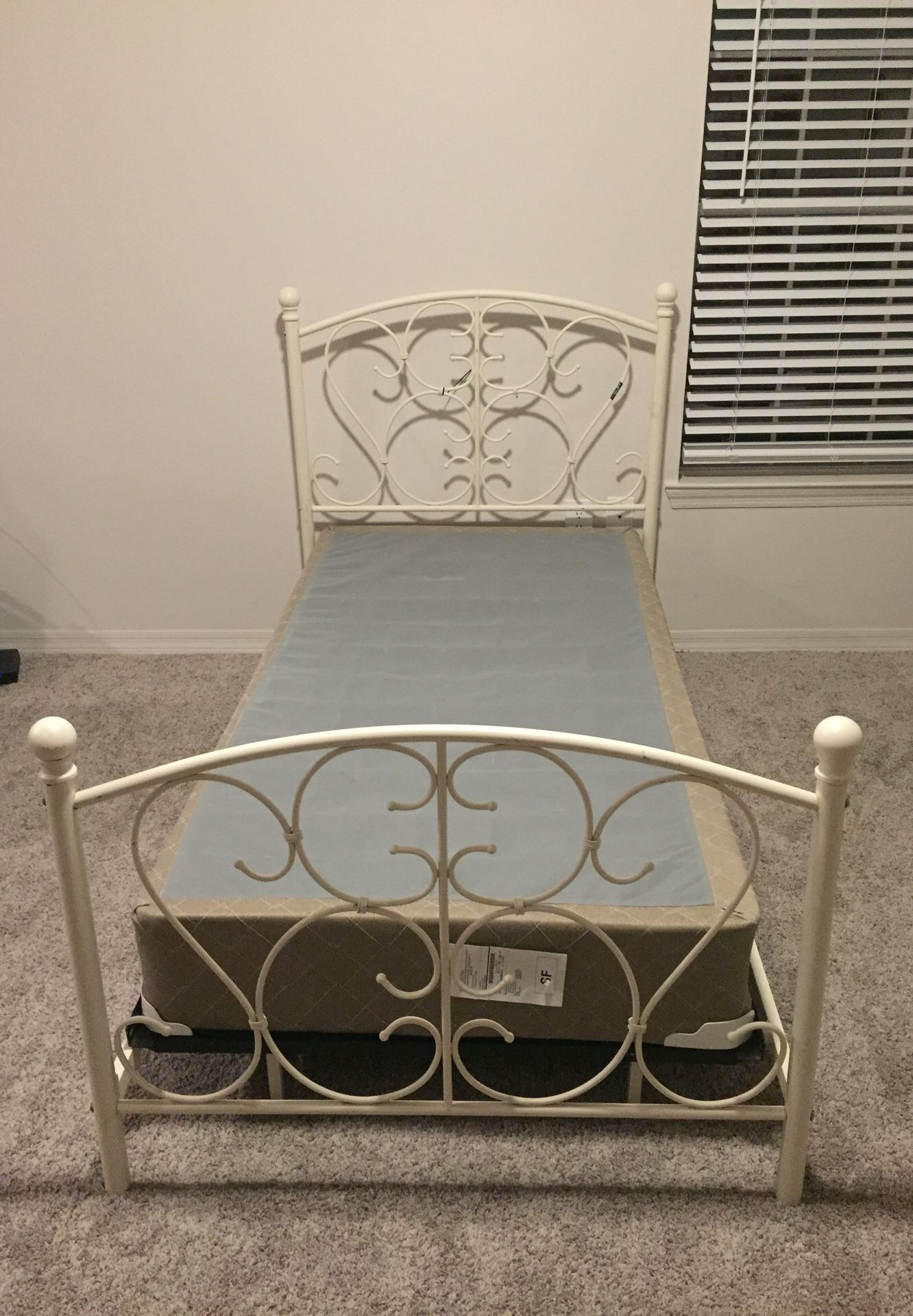 Twin size bed frame and box spring