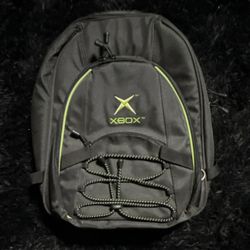 Xbox Black Green Nylon Padded Backpack Console Carrying Case with Partitions