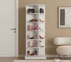 2 colors available   360° Rotating Shoe Cabinet | 6 Layers | Space-Saving Organizer for 24 Pairs,