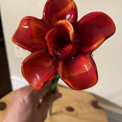 Hand Blown Art Glass Flower 19”L