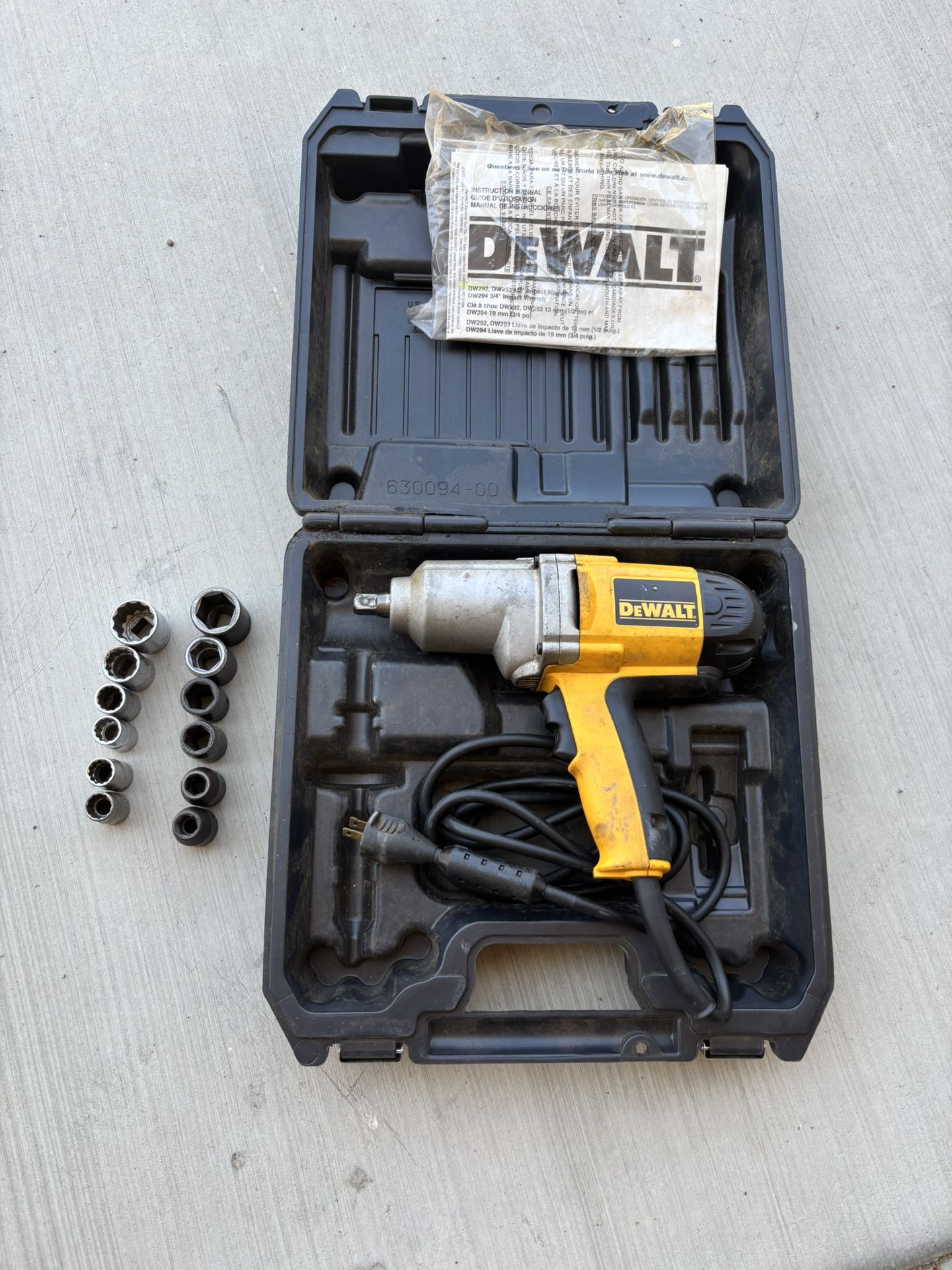Dewalt 1/2” Impact DW292 With Sockets