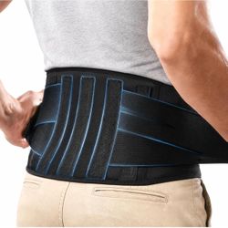 Back Brace for Men Women Lower Back Pain, Work Lumbar Support Belt Wide Back Support Belt, 5 Removable Metal Stays, Breathable Support for Work & Lift