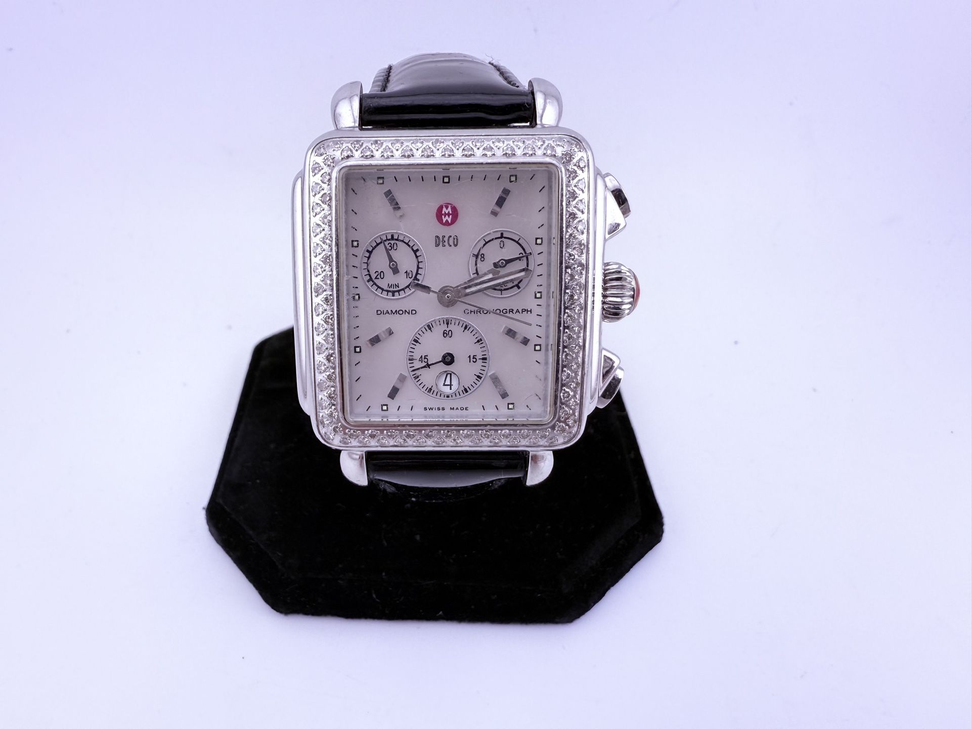 Michele Stainless Steel Deco Diamond Watch with a Mother Of Pearl Face (71-6000)