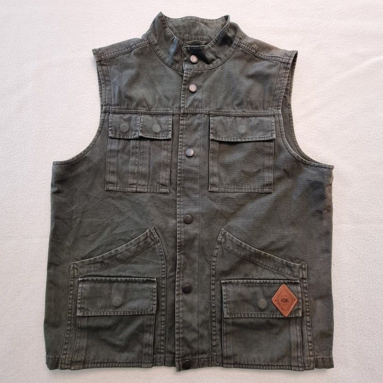 Harley-Davidson Hunter Green Cotton Safari Vest Sz L

