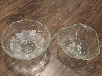Glass bowls fruit etched