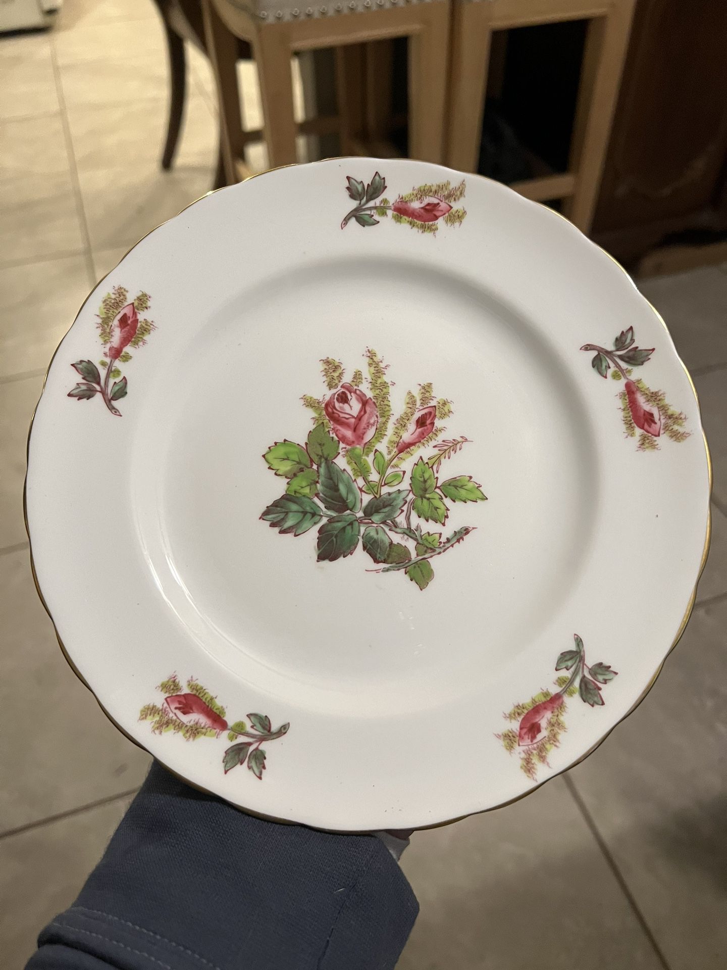 Moss Rose Royal Chelsea Plate 8" Made in England Fine Bone China