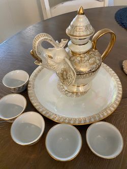 Original Benjarong Elephant Tea Set