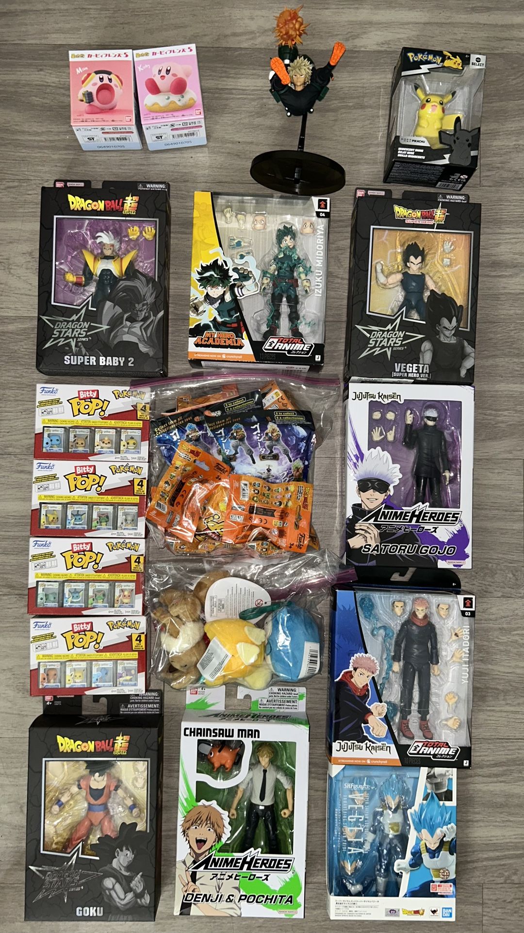 30 Piece Anime LOT - Dragonball - Kirby - My Hero - Jujutsu Kaisen - Chainsaw Man - Pokemon