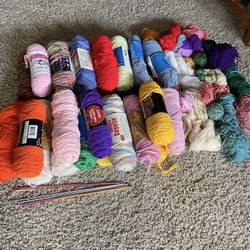32 Brand New Yarns And All The Rest Come With 6 Knitting Needle Too