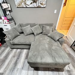 Gray Corduroy Sectional With Reversible Chaise - Free Delivery✅ Corduroy Sofa See