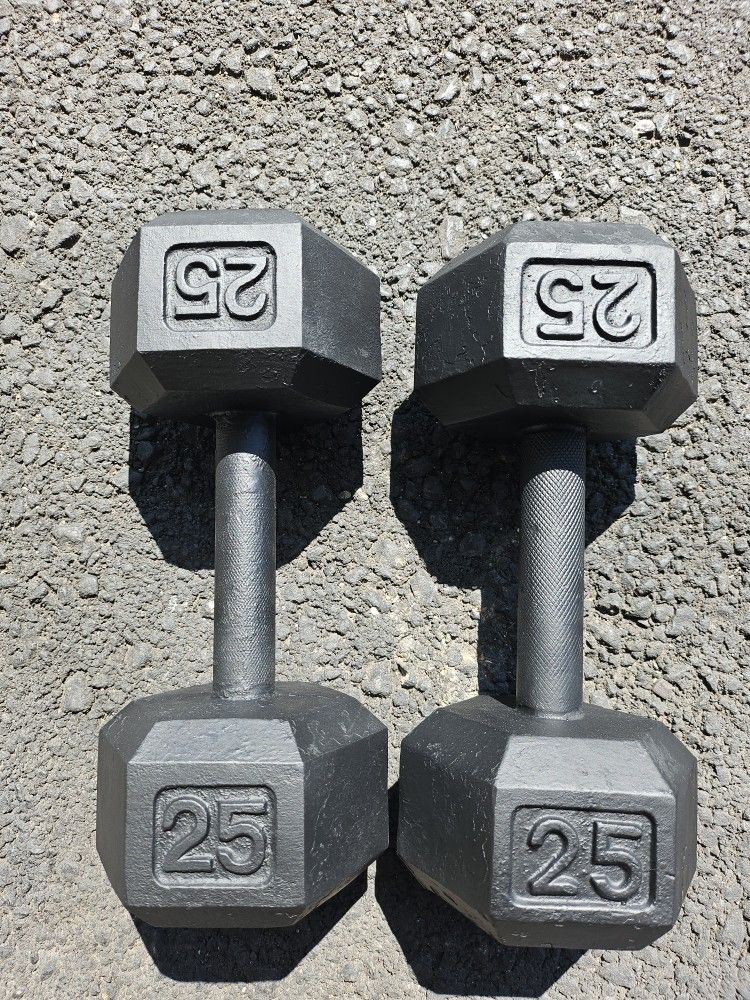 Pair Of 25 Pounds Dumbbells 
