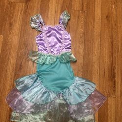 3-4 Yers Little Girls Mermaid Princess Costume for Girls Dress Up Party with Gloves,Crown Mace 