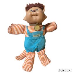 Vintage 1983 Cabbage Patch Kids Koosas Stuffed Animal Doll 15” Cat Stripe Billy