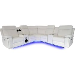New White LED Sectional Recliners,Bluetooth Speakers,cup Holders,usb,