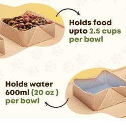 Dog Bowl Pet Collapsible Bowls, 2 Pack for Cats Dogs, Foldable Silicone Dog Food Water Bowls for Cats Dogs, Portable Travel Dog Bowl for Small to Medi