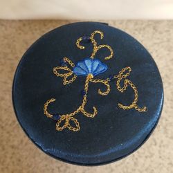 Vintage Avon Embroidered Satin Trinket Box