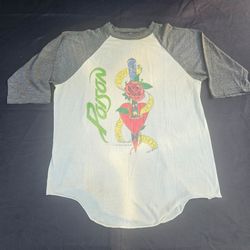 1989 Poison Billboard Hot 100 Raglan Shirt 80s Every Rose Tour XL