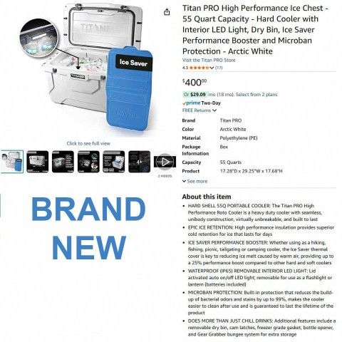 Titan PRO Ice Chest - 55 Quart Hard Roto Cooler