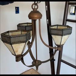 Chandelier with Stained Glass Shades