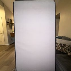 Folding Metal Bed Frame + Mattress (No Box Spring Needed) – Like New