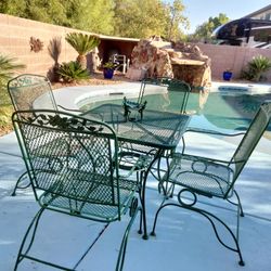 Wrought Iron Table And Four Chairs That Rock Perfect Like New 499