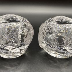 Kosta Boda Glass Snowball Votive Candle Holder - Set Of 2