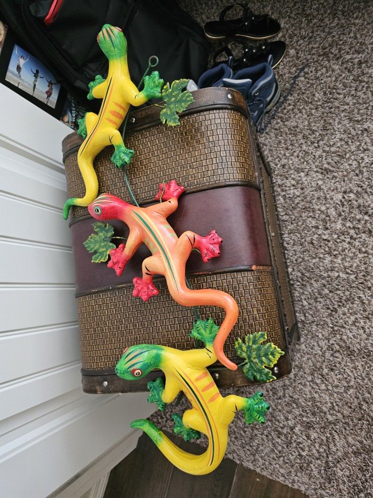 Set Of 3 Lizards For Outdoor 