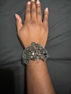Black metal clamper bracelet