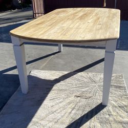 Shabby Farmhouse style White Table Natural wood Top Solid One piece