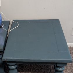 Two Blue End Tables 