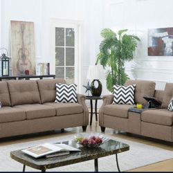 Brand New Light Brown Sofa & Loveseat