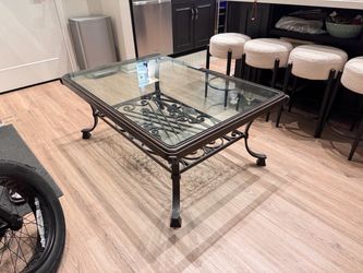 Wrought Iron and Glass Coffee Table
