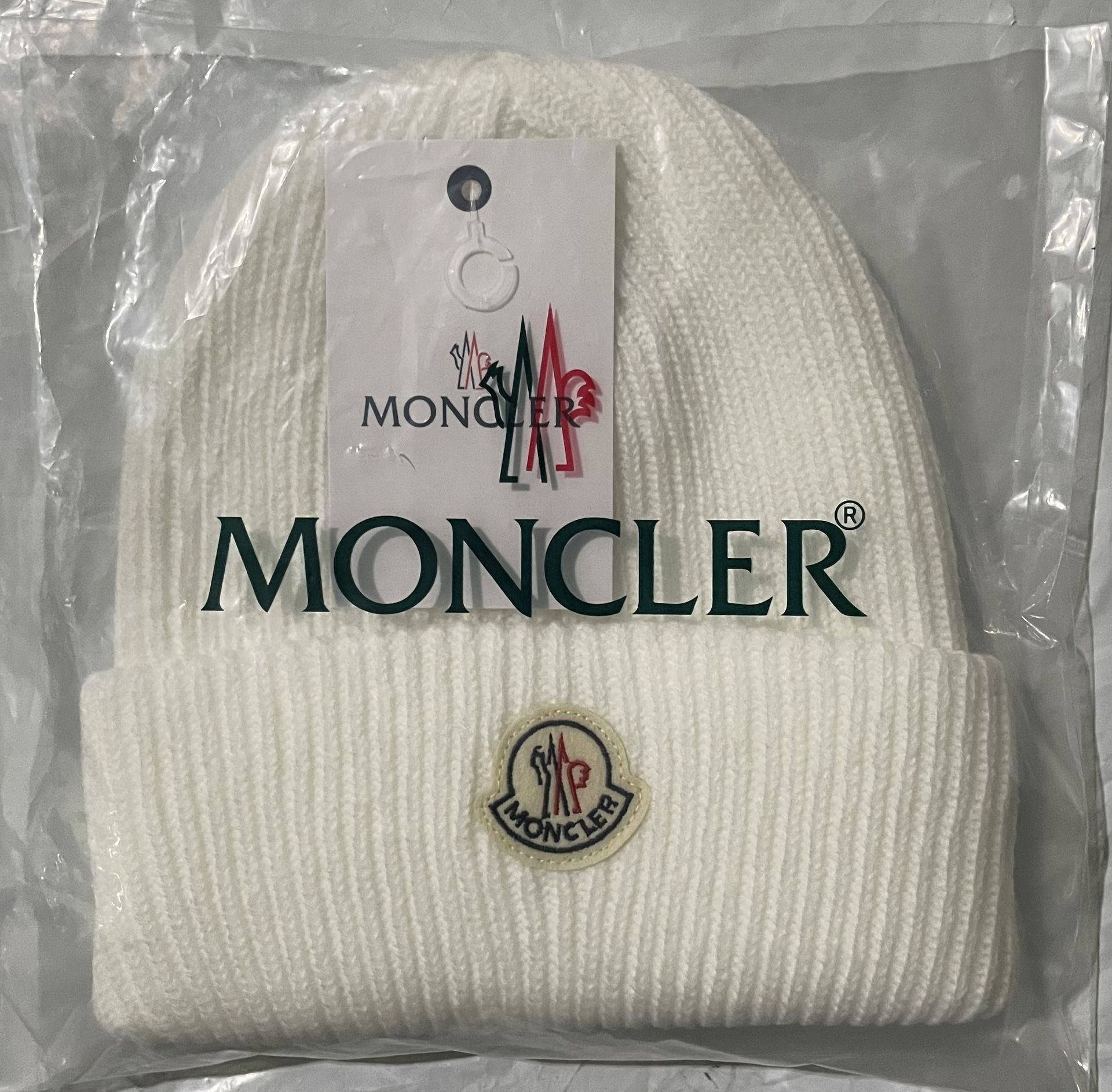 White Winter Beanie w/ Patch - Brand New