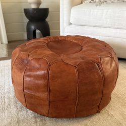 Moroccan Leather Pouf (21”) Genuine Leather